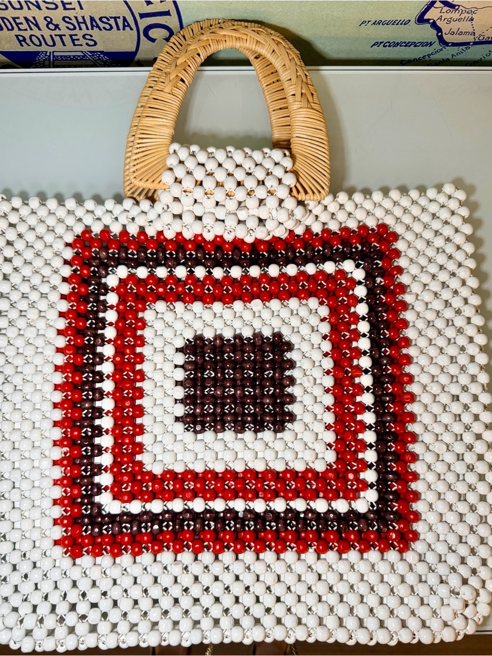 Ulla Johnson Anya Tote Bead Bag - NWT - Red, Blue, White